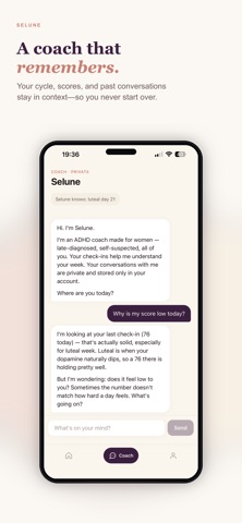 Selune: ADHD App for Women iPhone screenshot