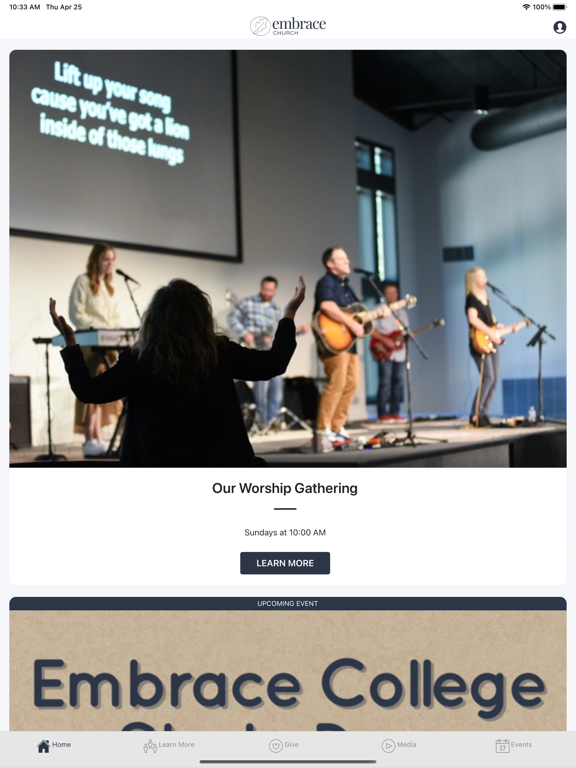 Embrace Church - Auburn iPad screenshot 1 - Lifestyle app