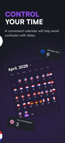 Country Days & Visa Tracker iPhone screenshot