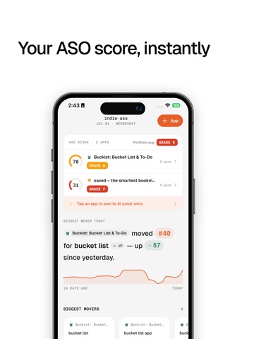 indie aso - keyword tracker iPad screenshot
