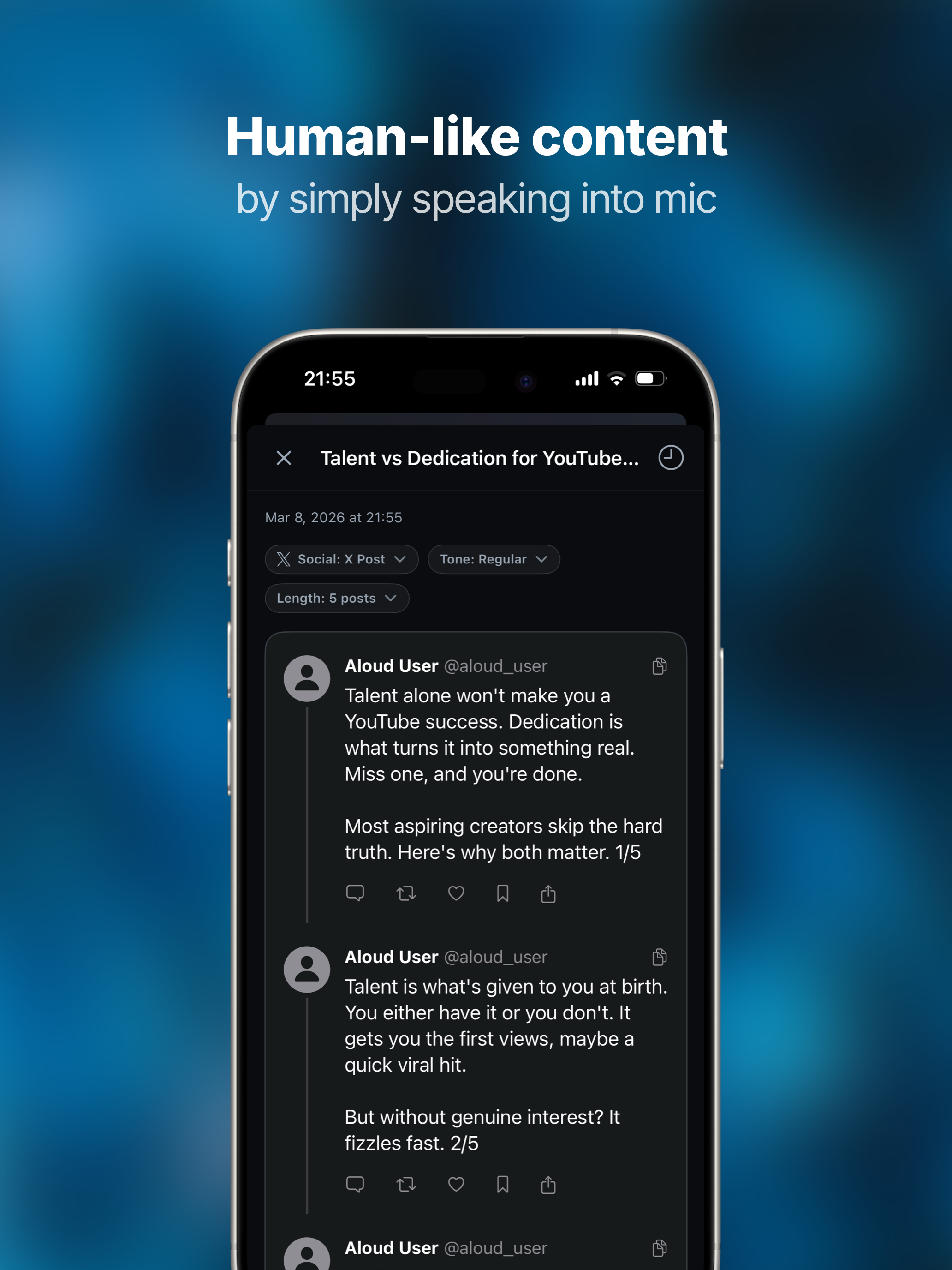 Aloud AI - Voice to X, YouTube screenshot 6