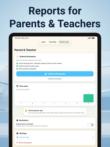 Telling Time For Kids - Clock iPad screenshot