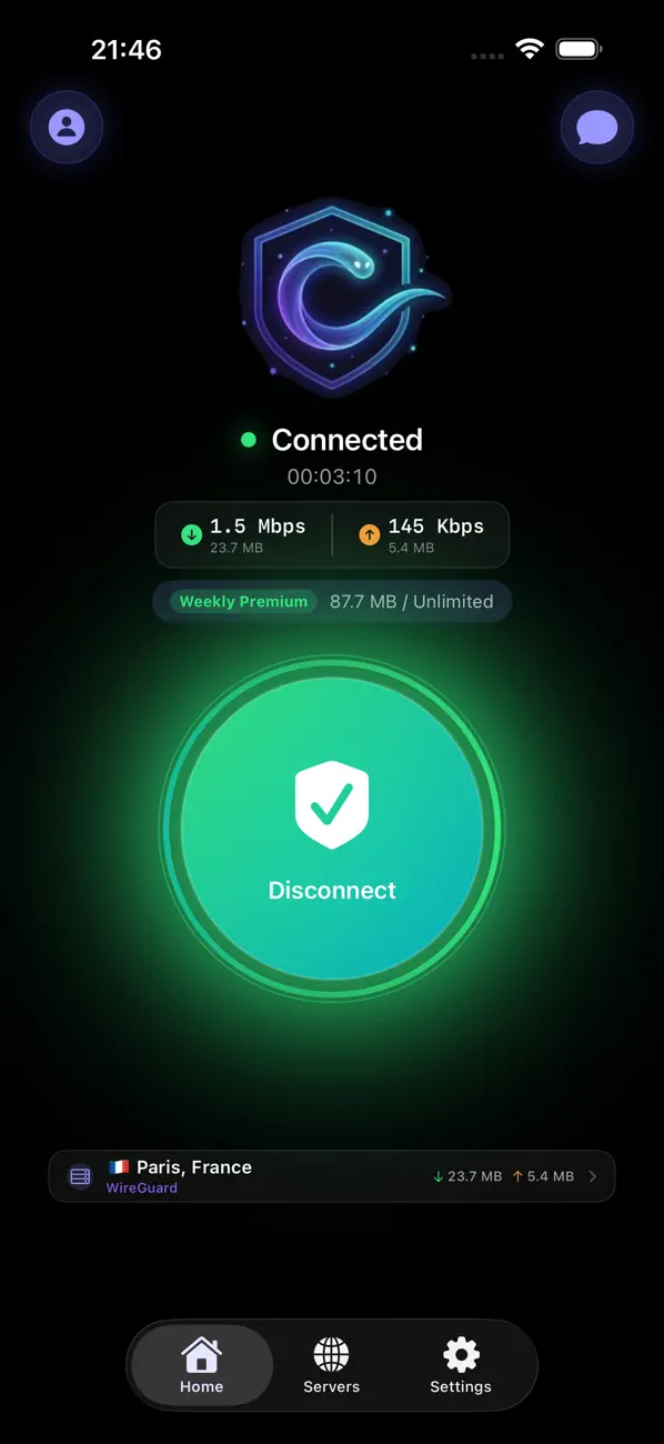 Screenshot #3 pour CasperVPN: Fast & Secure VPN