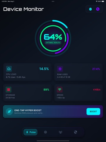 Pulse: Device Monitor & Boost iPad screenshot