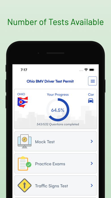 Ohio BMV Driver Permit Test Screenshot