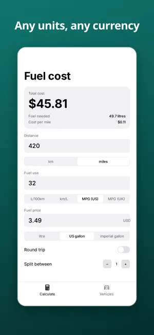 Fuel Cost, Trip Calculator screenshot 1