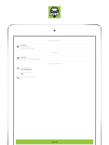 Kurp Taxi iPad screenshot