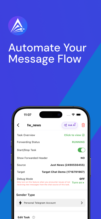 AutoForward For Telegram Screenshot 1 of 10