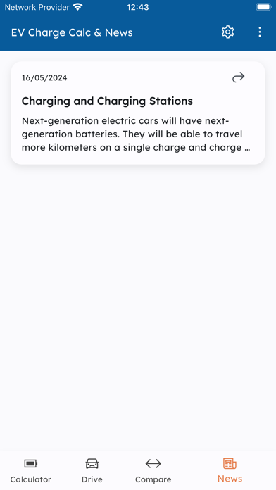 EV Charge Calculator and News Screenshot