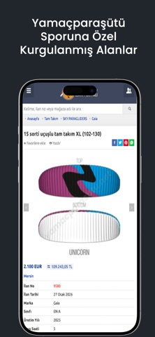 Yamaç Paraşütü İlan Portalı iPhone screenshot