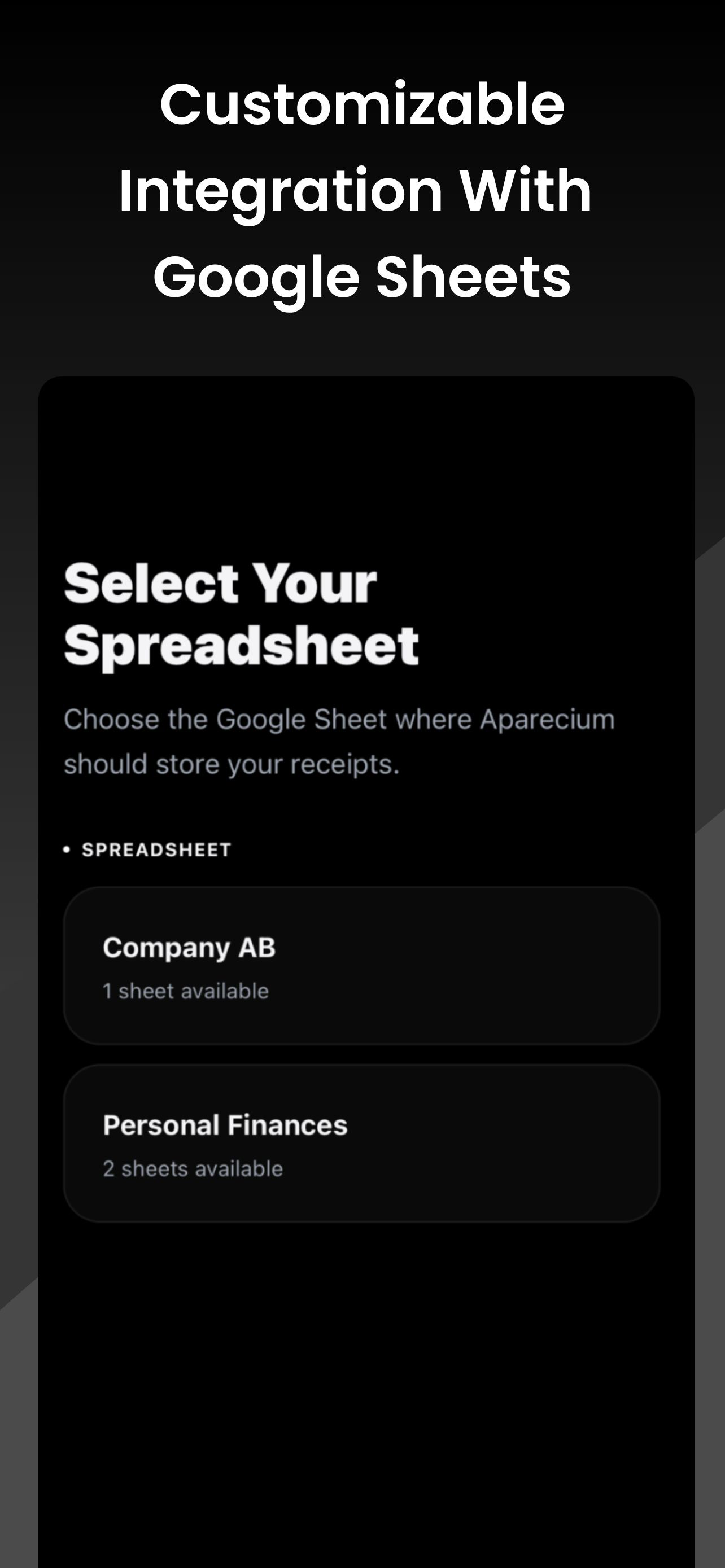 Aparecium - Receipt to Sheets