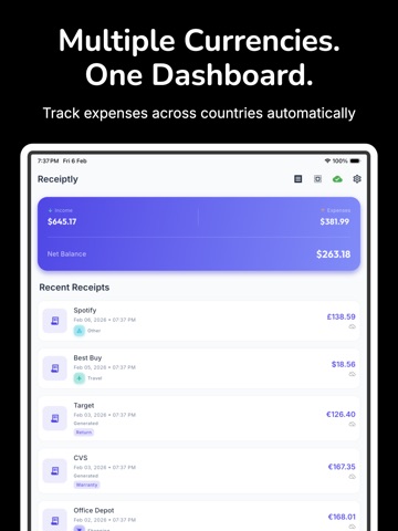 Receiptly : AI Expense Tracker iPad screenshot