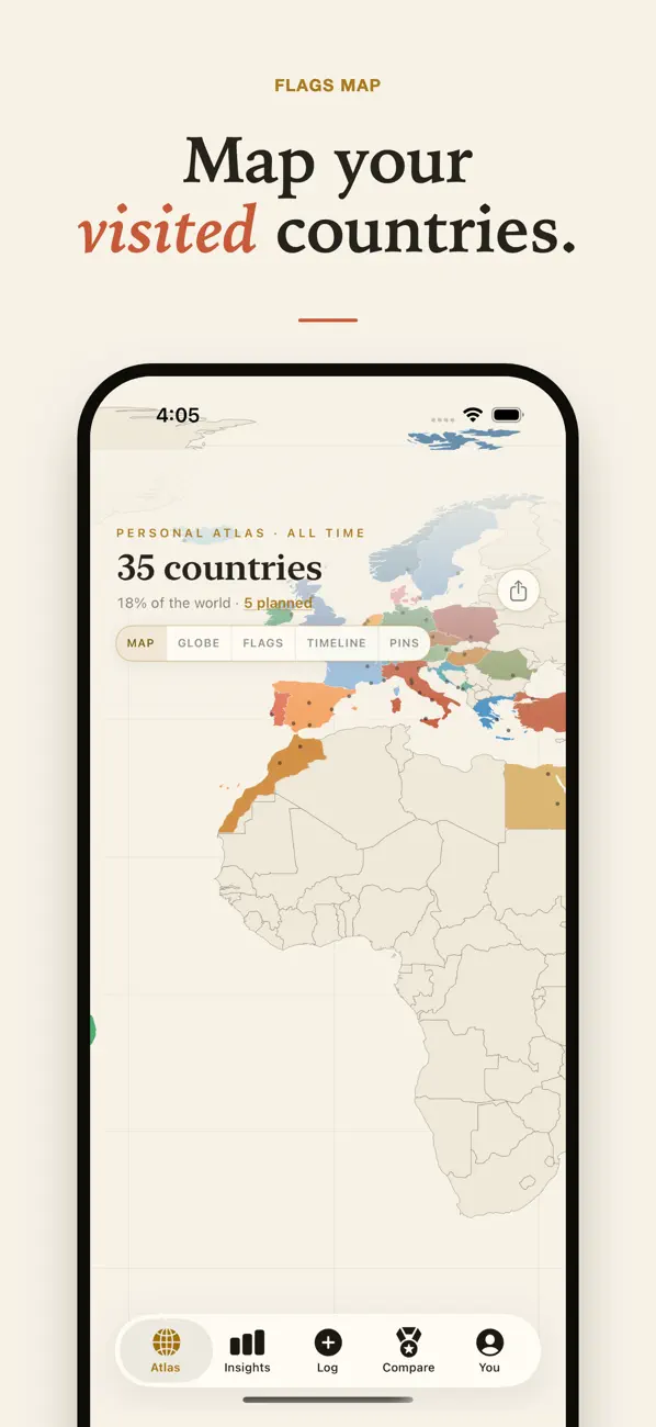 Screenshot #1 pour Flags: Countries Visited Map