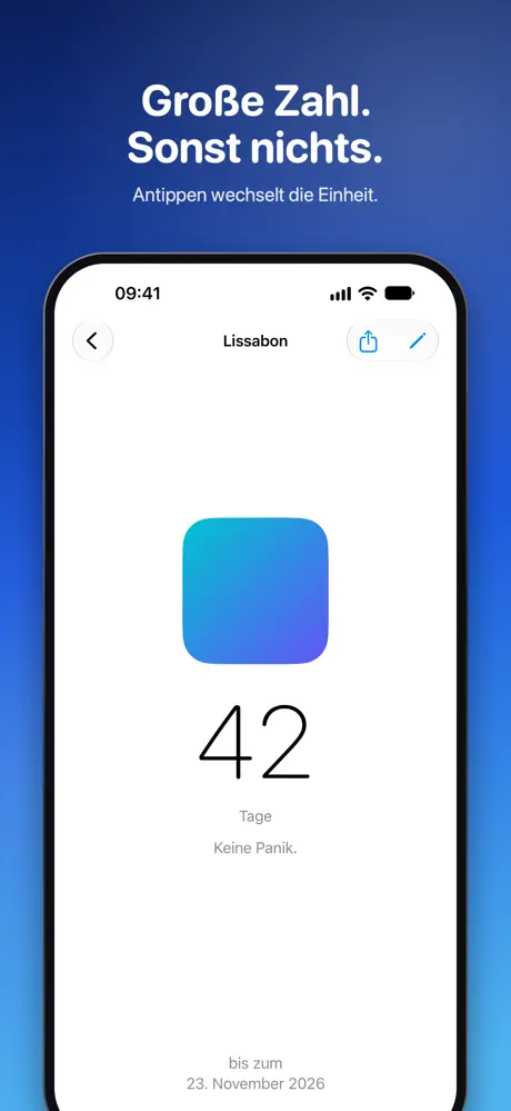 Countdown+ auf dem iPhone, Bildschirmfoto 4