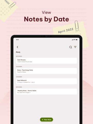 Daily Notes App iPad screenshot