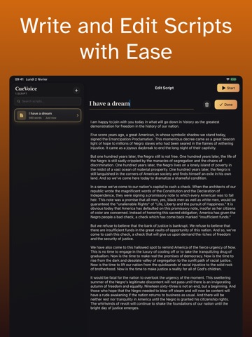 Voice Teleprompter - CueVoice iPad screenshot