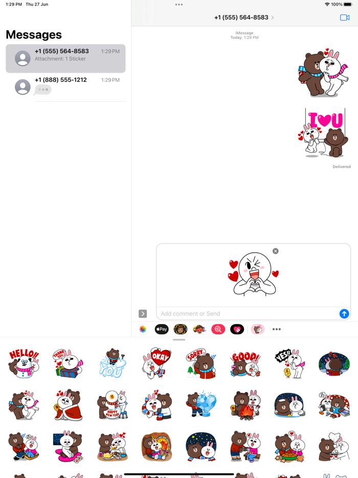 Brown Cony Couple Love Sticker