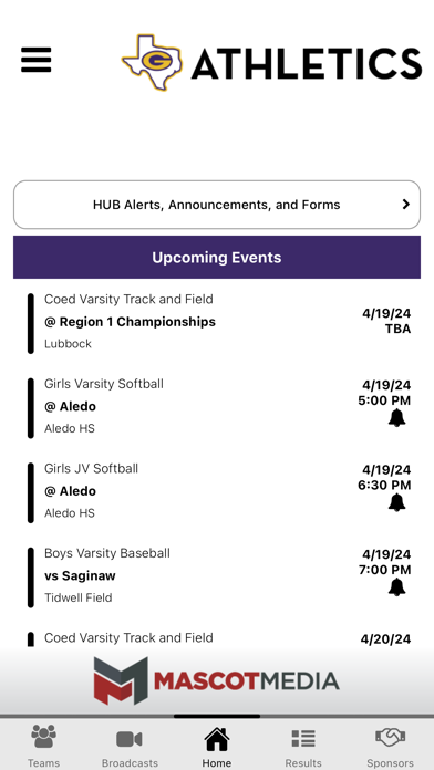 Granbury Athletics Screenshot