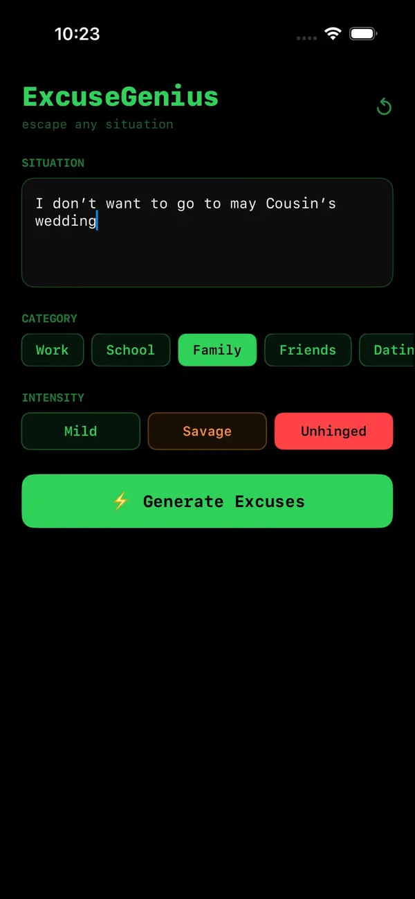 Screenshot #2 pour ExcuseGenius