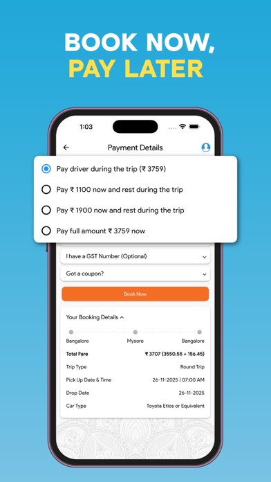 Savaari - Car Rental & Taxi iPhone screenshot 7 - Travel app