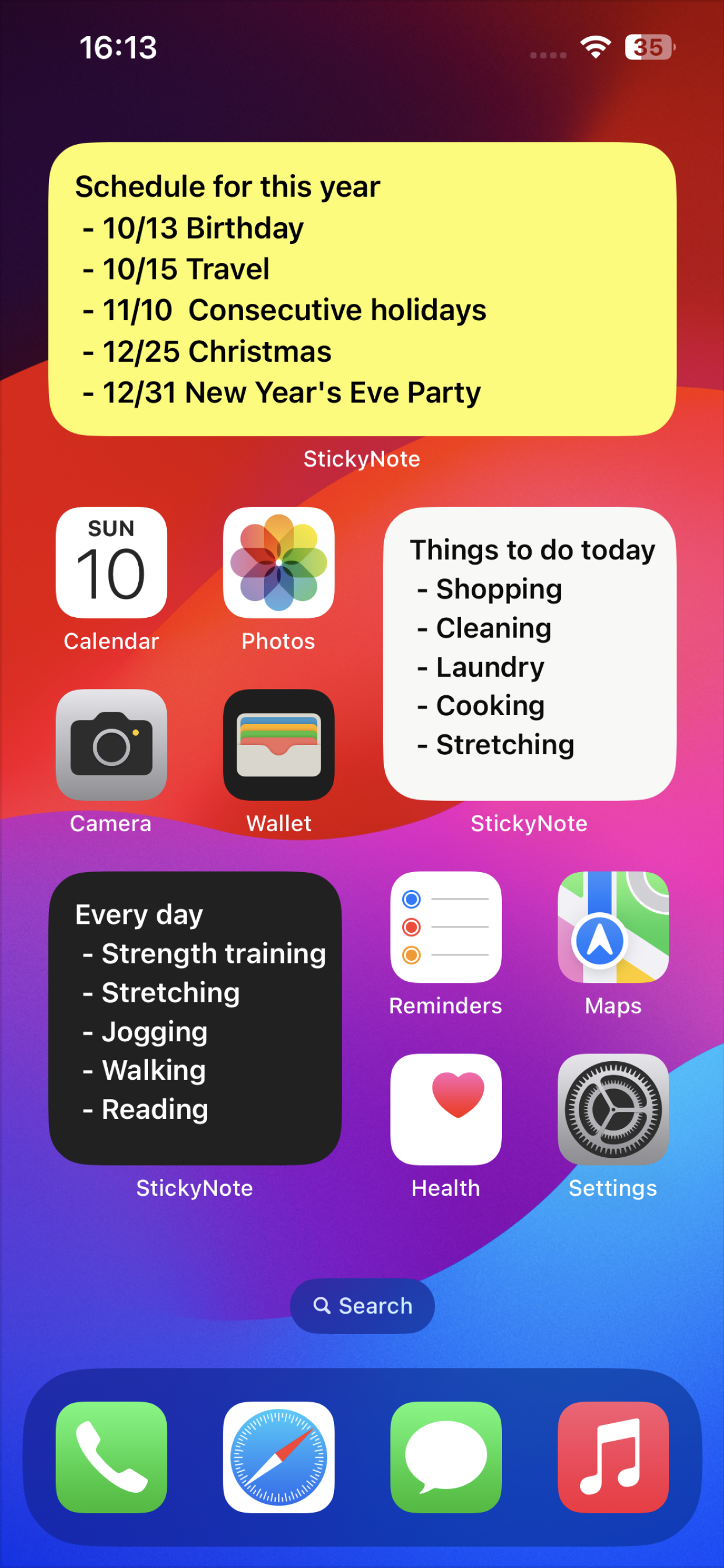 StickyNote: Home Screen Notes