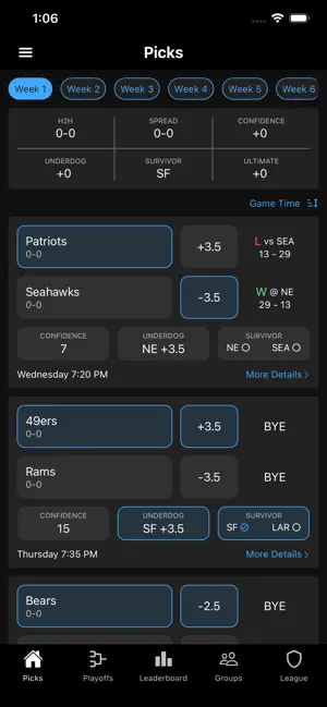 EndZone : Ultimate Pick'em screenshot 1
