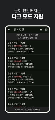 농산물 실시간 경매 - 최신 농산물 경매 거래내역 확인 screenshot