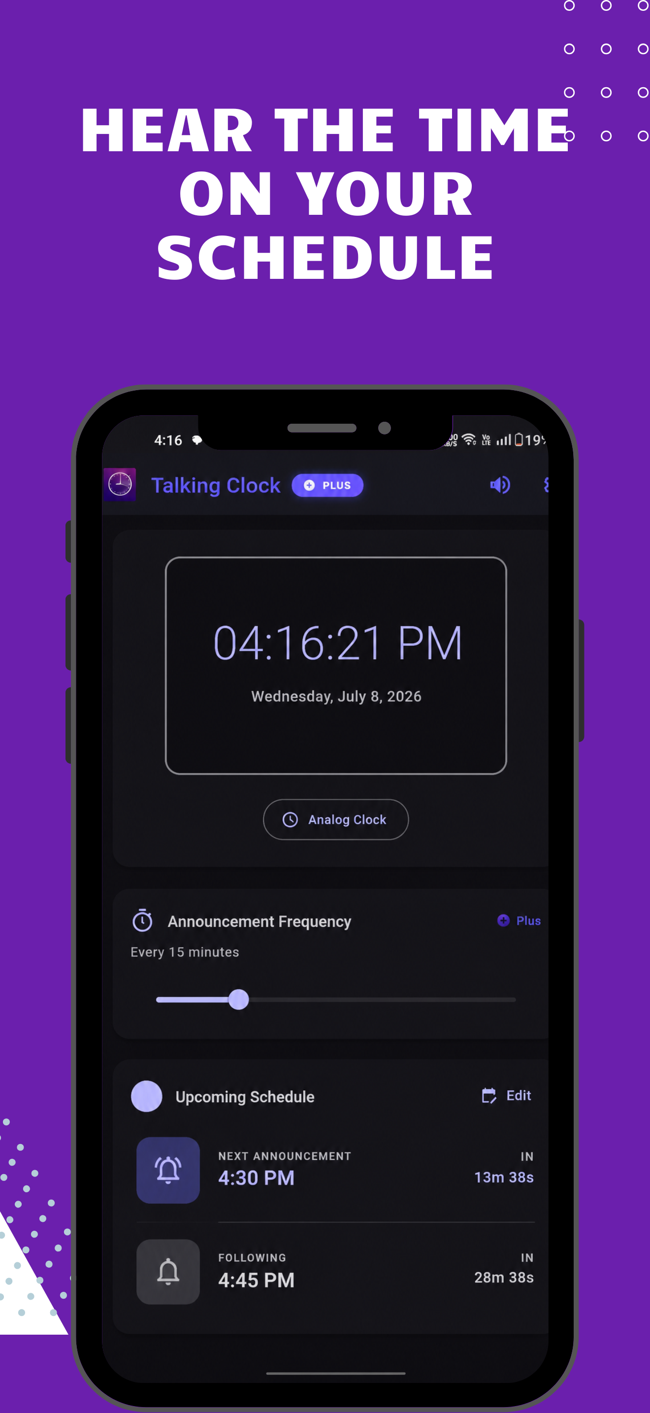 Talking Clock: Time Announcer screenshot 2