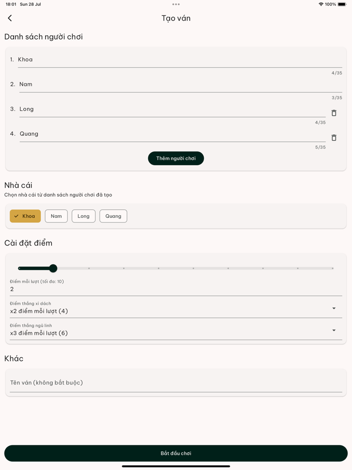 Ghi điểm Xì Dách