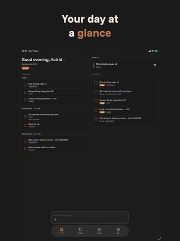 Oden — AI Todo Assistant iPad screenshot