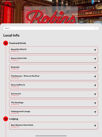 Robins Theatre iPad screenshot