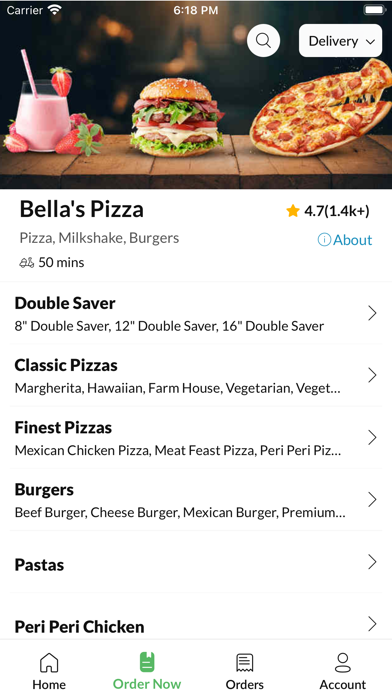 Bella's Pizza. Screenshot