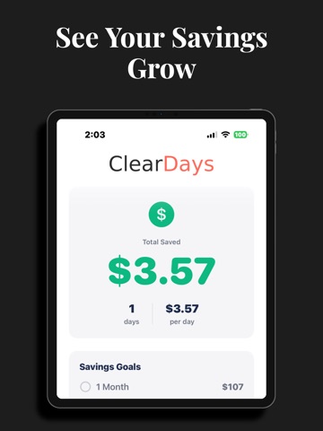Clear Days : Sobriety Tracker iPad screenshot