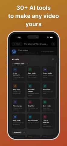 Summix: AI Video Summaries iPhone screenshot