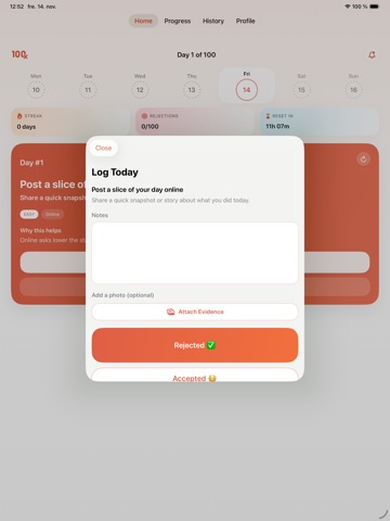 100 Rejections: Overcome Fear iPad screenshot