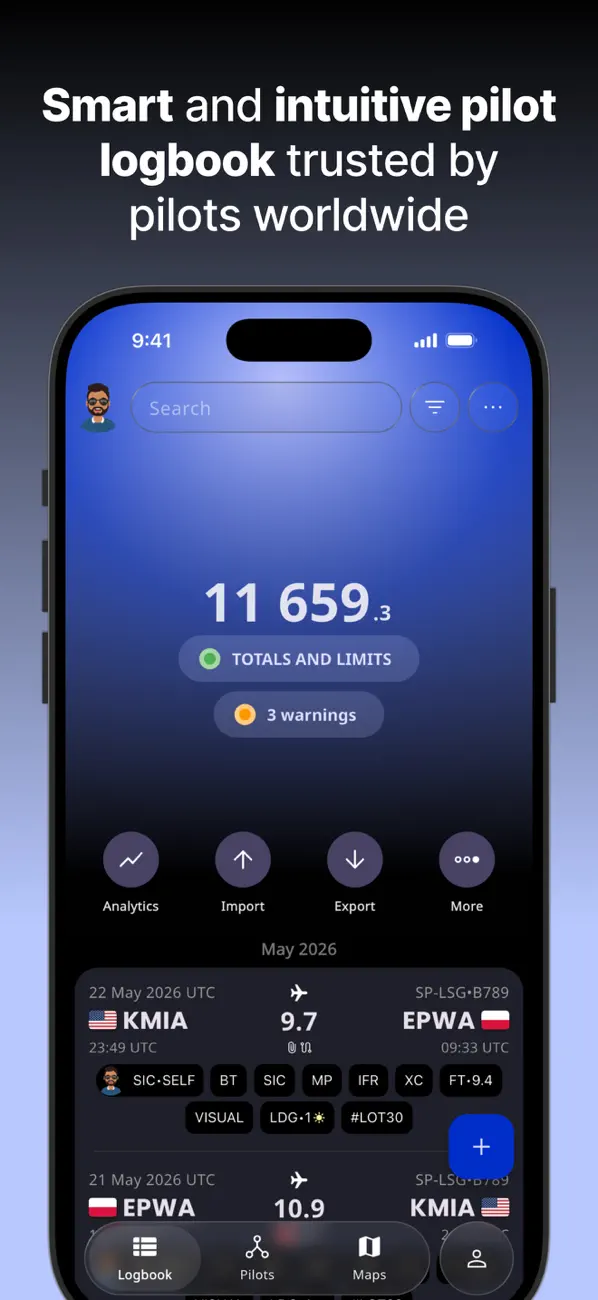 Screenshot #1 pour FLYLOG.io - For Pilots