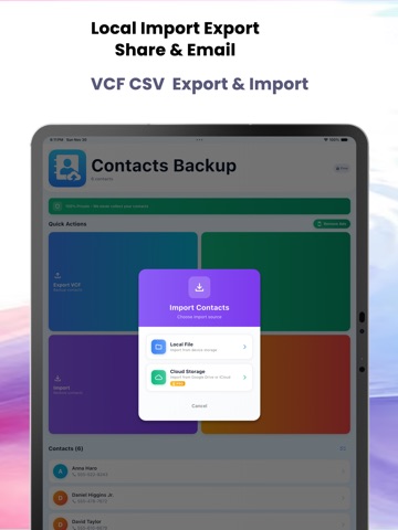 Contacts Backup : Pro iPad screenshot