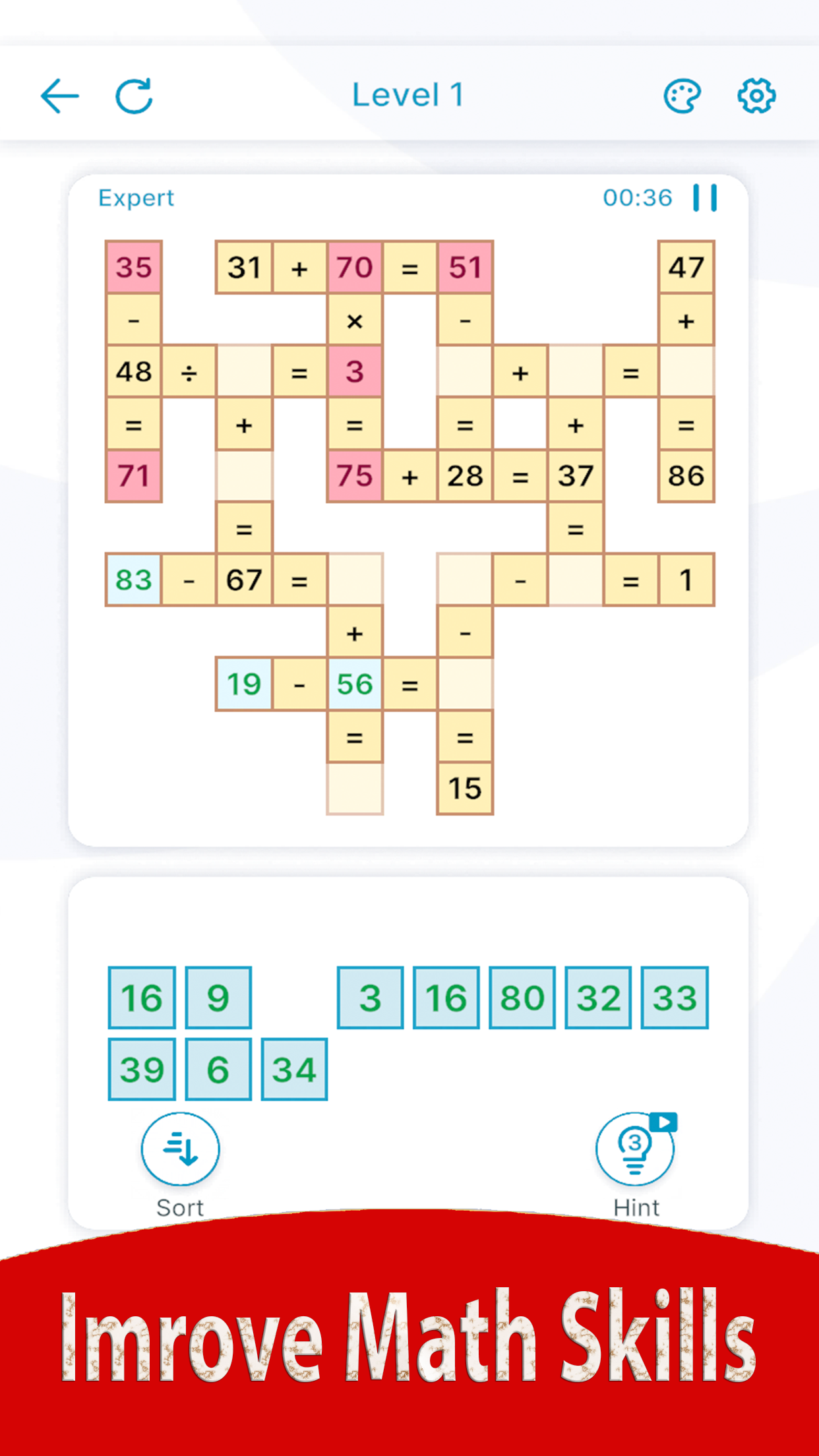 Math Crossword - Number Games