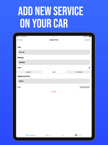 Car Chronicle Maintenance Log iPad screenshot