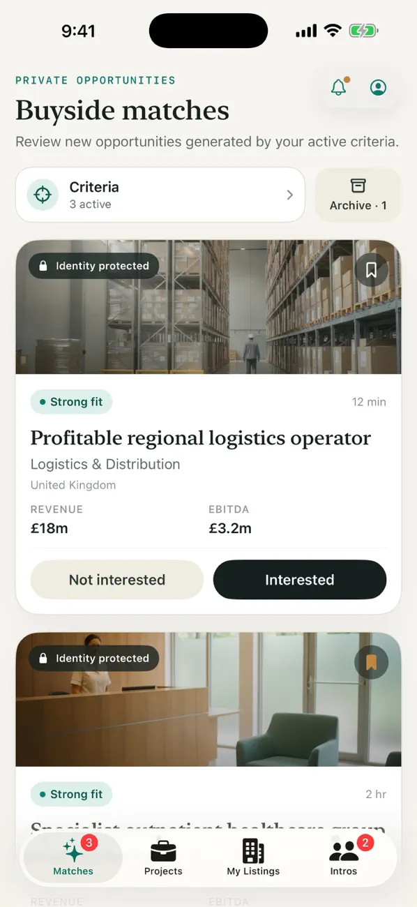 MergerMatch matches screen on iPhone