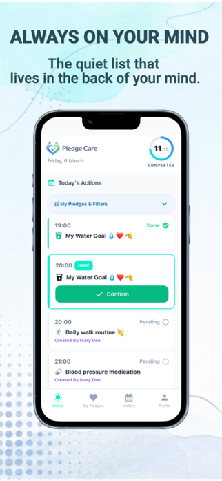 Pledge Care: Shared Reminders Screenshot 1 of 5