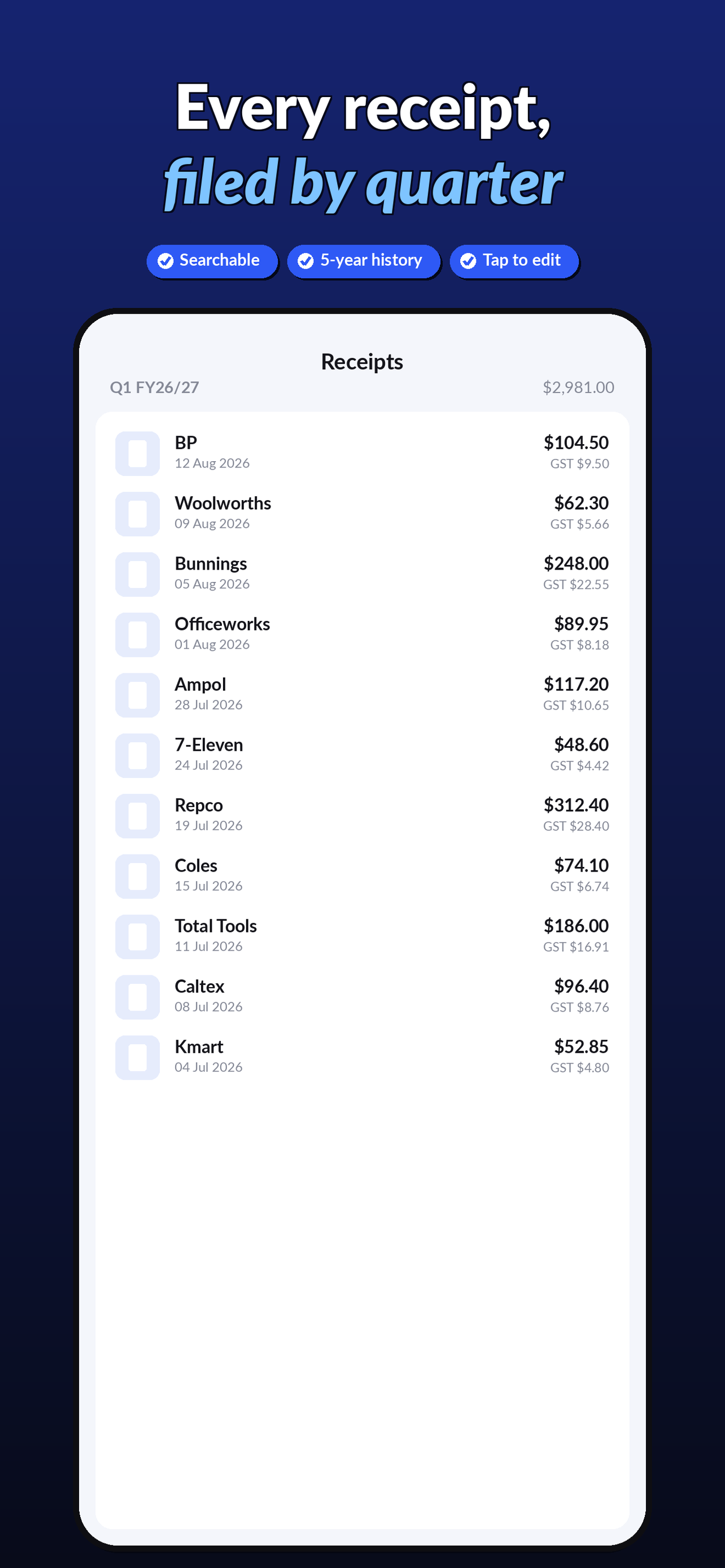 Receipt: BAS, GST & ABN Tax screenshot 7