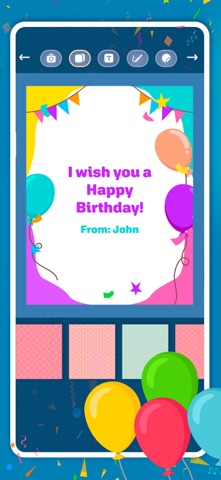 Create birthday greeting cards iPhone screenshot