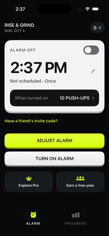 Rise & Grind: Pushup Alarm Screenshot 1 of 3