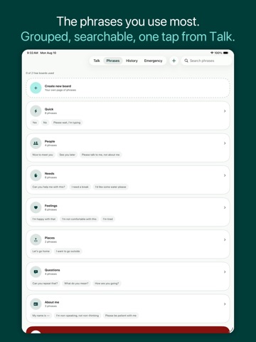 Folio AAC: Type to Speak iPad screenshot