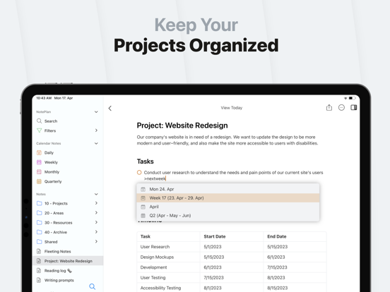 NotePlan - To-Do List & Notes iPad screenshot 6 - Productivity app