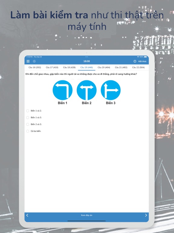 Bằng lái ô tô hạng B, C1, C iPad screenshot 2 - Education app