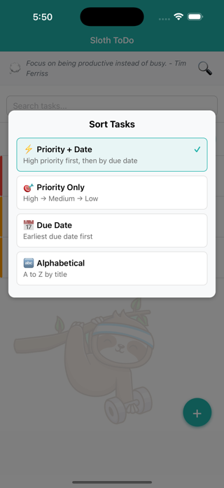 Sloth ToDo Screenshot 3 of 4