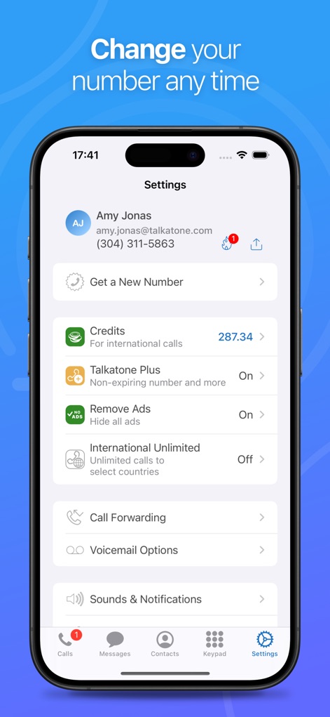 Talkatone: WiFi Text & Calls - Extensive Settings Control