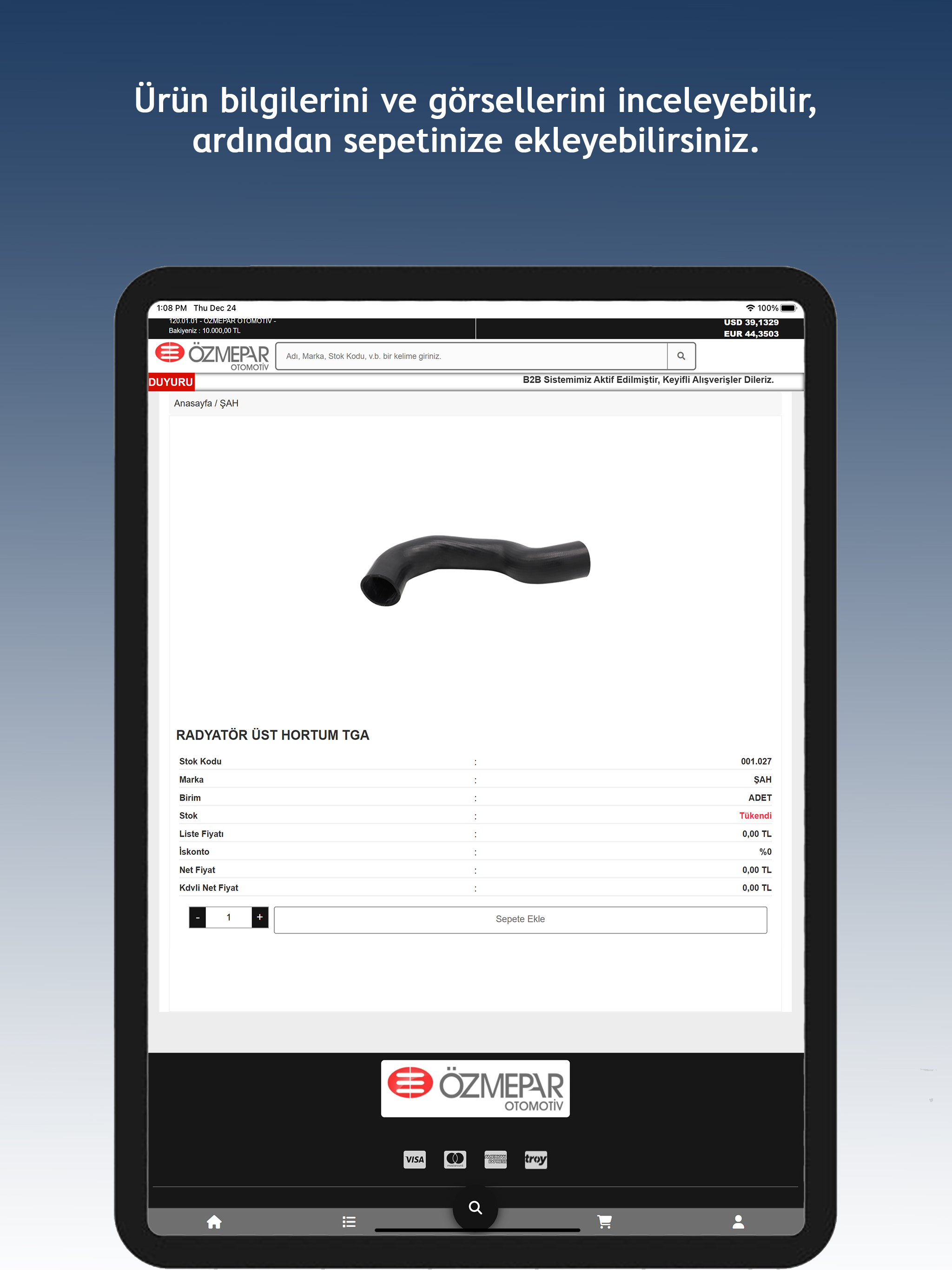 Özmepar Otomotiv B2B screenshot 6
